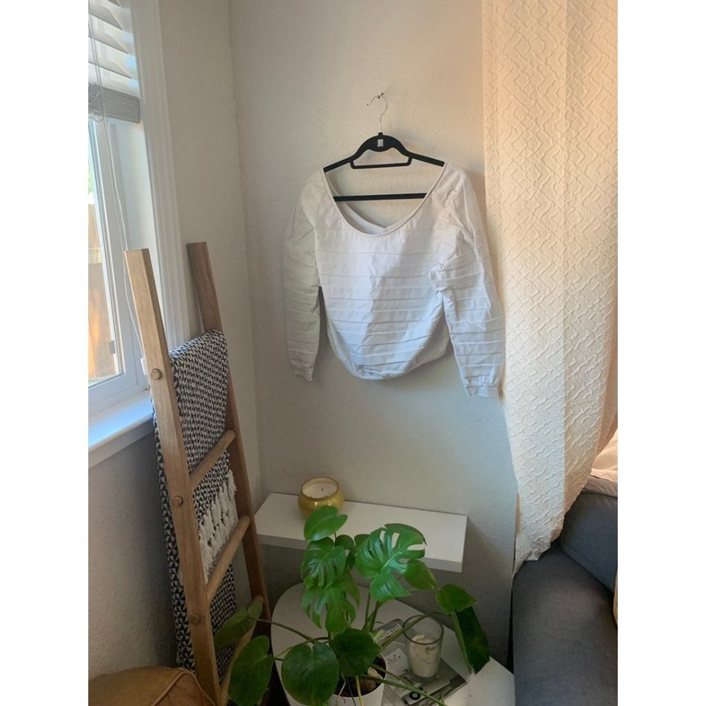 Anthropologie callahan top white rufdled layered off shoulder - Picture 5 of 11